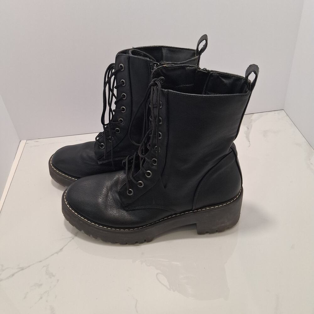 Unionbay Women Combat Boots Chunky Heels Y2K Lace Up Zipper Black Size-9.5M - Picture 12 of 14